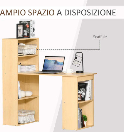 Scrivania-Computer-con-Libreria-Salvaspazio,-Tavolo-da-Pranzo-per-Ufficio-e-Studio-in-Truciolato-120x55x120-cm-RE1836-069RE1