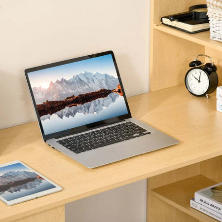 Scrivania-Computer-con-Libreria-Salvaspazio,-Tavolo-da-Pranzo-per-Ufficio-e-Studio-in-Truciolato-120x55x120-cm-RE1836-069RE1