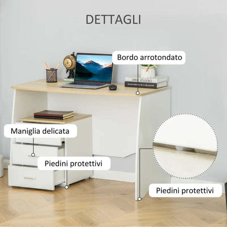 Scrivania-con-Cassettiera-Moderna-in-Legno,-Scrivania-PC-per-Camera-e-Ufficio,-110x55x75cm-ZG2836-468ZG2