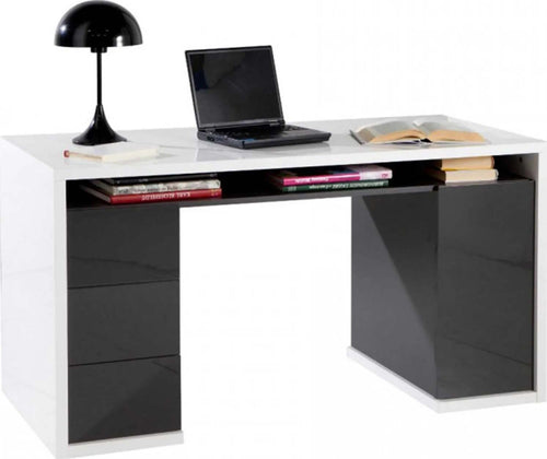 Scrivania con cassettiera nero lucido da ufficio e stanzetta porta pc 140 cm Casa e cucina/Arredamento/Studio/Scrivanie e postazioni di lavoro/Postazioni di lavoro per computer Decor Space - Altamura, Commerciovirtuoso.it