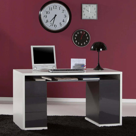 Scrivania con cassettiera nero lucido da ufficio e stanzetta porta pc 140 cm Casa e cucina/Arredamento/Studio/Scrivanie e postazioni di lavoro/Postazioni di lavoro per computer Decor Space - Altamura, Commerciovirtuoso.it