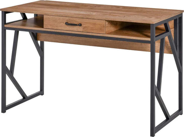 Scrivania-da-Ufficio-Moderna-con-2-Cassetti,-in-Acciaio-e-MDF,-106x50x77-cm,-Nero-e-Rovere-XB3836-563V00BKXB3