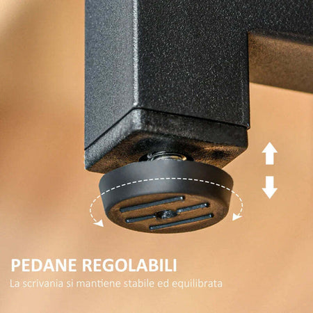 Scrivania-Doppia-con-Scaffali-e-Mensola-per-Monitor-in-Stile-Industriale,-Scrivania-con-Libreria-Salvaspazio-per-Ufficio-e-Studio-in-Metallo-e-MDF,-200x53x100cm,-Nero-Marrone-ZX3836-374ZX3