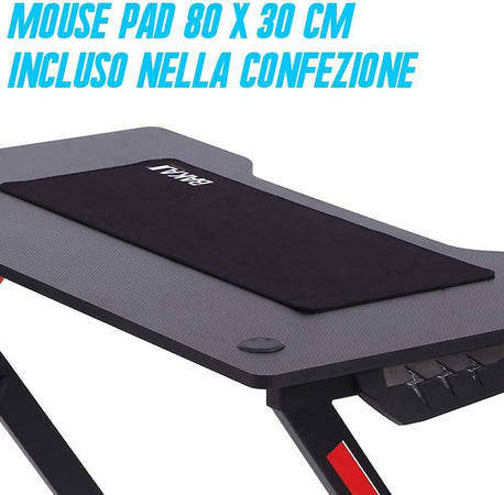 Scrivania-Gaming-Porta-Pc-Computer-con-Luci-LED-RGB-e-Tappetino-Mouse-Pad-80x30