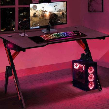 Scrivania-Gaming-Porta-Pc-Computer-con-Luci-LED-RGB-e-Tappetino-Mouse-Pad-80x30