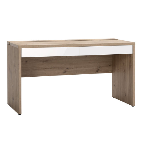 Scrivania con 2 cassetti Rovere e Bianco laccato da ufficio 140 cm Made in Italy