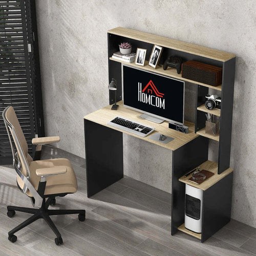 Scrivania-Moderna-con-Ripiani-e-Supporto-per-CPU-in-Legno,-114x45x138cm,-Grigio-e-Legno-Naturale-CK1920-081V00GYCK1