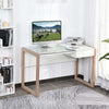 Scrivania-Moderna-di-Design-in-Legno-e-Vetro-Temperato-con-Cassetto,-Bianca-e-Color-Legno,-per-Ufficio,-120x60x75cm-ZD9836-164ZD9