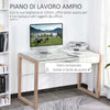 Scrivania-Moderna-di-Design-in-Legno-e-Vetro-Temperato-con-Cassetto,-Bianca-e-Color-Legno,-per-Ufficio,-120x60x75cm-ZD9836-164ZD9