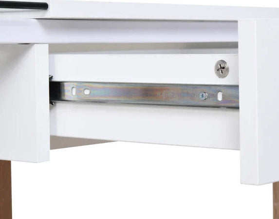 Scrivania-Moderna-di-Design-in-Legno-e-Vetro-Temperato-con-Cassetto,-Bianca-e-Color-Legno,-per-Ufficio,-120x60x75cm-ZD9836-164ZD9
