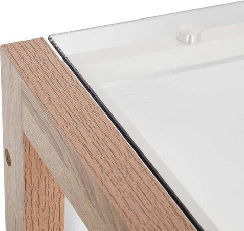 Scrivania-Moderna-di-Design-in-Legno-e-Vetro-Temperato-con-Cassetto,-Bianca-e-Color-Legno,-per-Ufficio,-120x60x75cm-ZD9836-164ZD9
