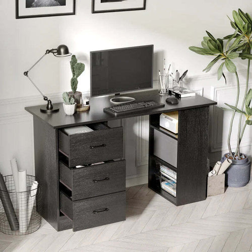 Scrivania-Moderna-in-Legno-con-3-Cassetti-e-3-Ripiani-per-Camera-e-Ufficio,-120x49x72cm,-Nero-XS2836-068V01BKXS2