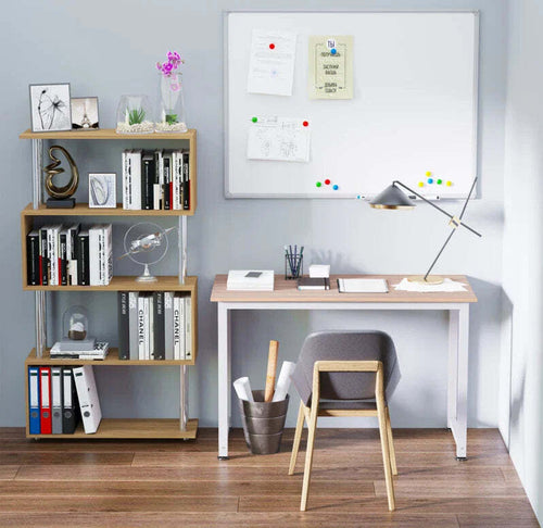 Scrivania-Moderna-per-Computer-con-Gambe-Regolabili-e-Struttura-in-MDF-e-Metallo,-Tavolo-da-Pranzo-120x60x76-cm,-Bianco-e-color-Legno-NY3836-121WTNY3