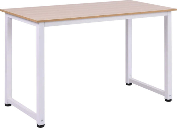 Scrivania-Moderna-per-Computer-con-Gambe-Regolabili-e-Struttura-in-MDF-e-Metallo,-Tavolo-da-Pranzo-120x60x76-cm,-Bianco-e-color-Legno-NY3836-121WTNY3