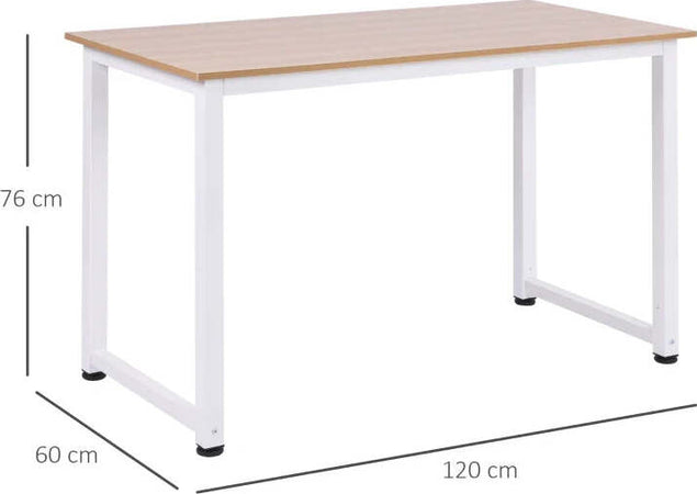 Scrivania-Moderna-per-Computer-con-Gambe-Regolabili-e-Struttura-in-MDF-e-Metallo,-Tavolo-da-Pranzo-120x60x76-cm,-Bianco-e-color-Legno-NY3836-121WTNY3