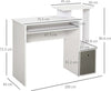 Scrivania-Moderna-per-PC-con-Mensola-Porta-Tastiera,-Ripiano-e-Cassetto-in-Tessuto,-in-Legno,-100x40x86.6cm,-Bianco-QE2836-263QE2