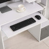 Scrivania-Moderna-per-PC-con-Mensola-Porta-Tastiera,-Ripiano-e-Cassetto-in-Tessuto,-in-Legno,-100x40x86.6cm,-Bianco-QE2836-263QE2