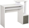 Scrivania-Moderna-per-PC-con-Mensola-Porta-Tastiera,-Ripiano-e-Cassetto-in-Tessuto,-in-Legno,-100x40x86.6cm,-Bianco-QE2836-263QE2