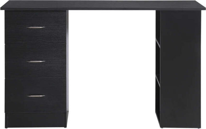 Scrivania-PC-con-3-Ripiani-e-3-Cassetti-per-Camera-e-Ufficio,-in-Legno-MDF,-120x49x72-cm,-Nera-XA7836-068BKXA7