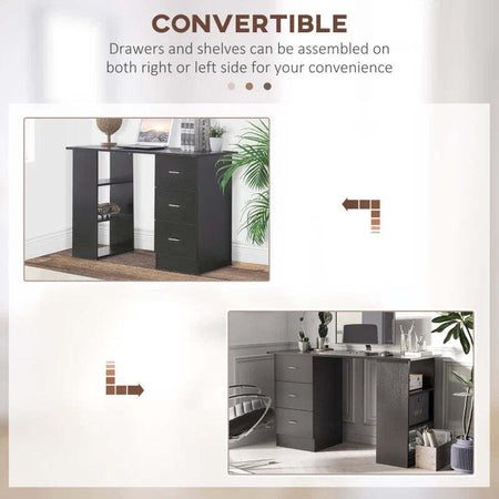 Scrivania-PC-con-3-Ripiani-e-3-Cassetti-per-Camera-e-Ufficio,-in-Legno-MDF,-120x49x72-cm,-Nera-XA7836-068BKXA7