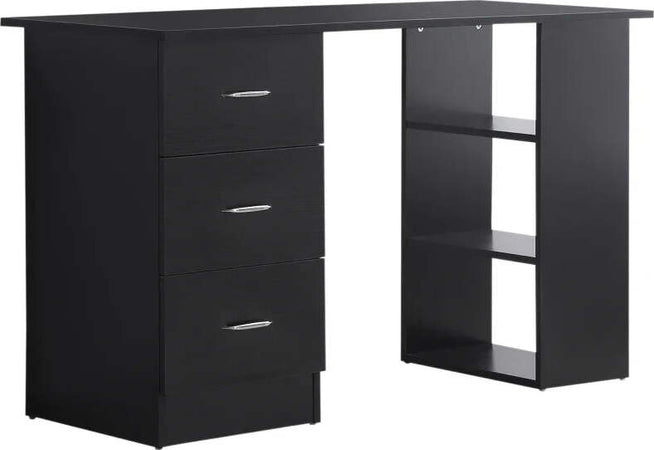 Scrivania-PC-con-3-Ripiani-e-3-Cassetti-per-Camera-e-Ufficio,-in-Legno-MDF,-120x49x72-cm,-Nera-XA7836-068BKXA7