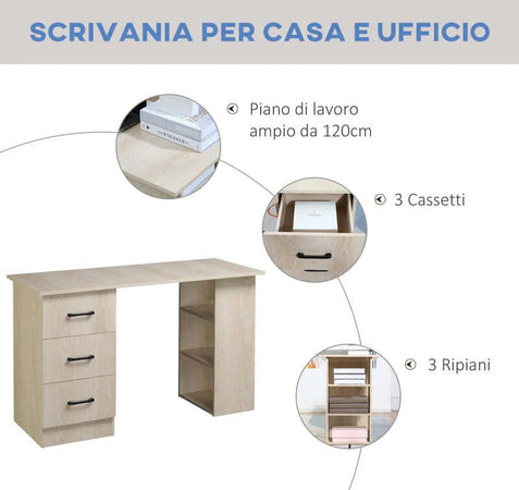 Scrivania-PC-Moderna-per-Camera-con-3-Cassetti-e-3-Scaffali-in-Legno-per-Casa-e-Ufficio-120x49x72cm-VQ1836-068V01NDVQ1