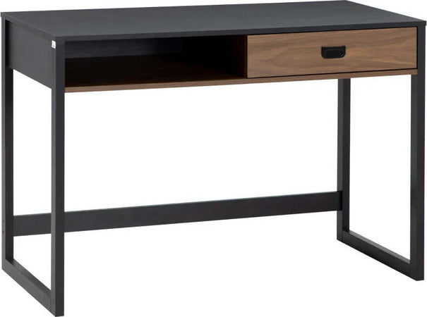 Scrivania-per-Camera-e-Ufficio-con-Cassetto-Stile-Industriale,-110x50x76cm,-Noce-e-Nero-QW1836-507QW1