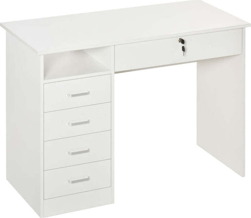 Scrivania-per-Camera-o-Ufficio-in-Legno-con-2-Cassetti-e-2-Chiavi,-110x50x76cm---Bianco-ZD8836-465WTZD8