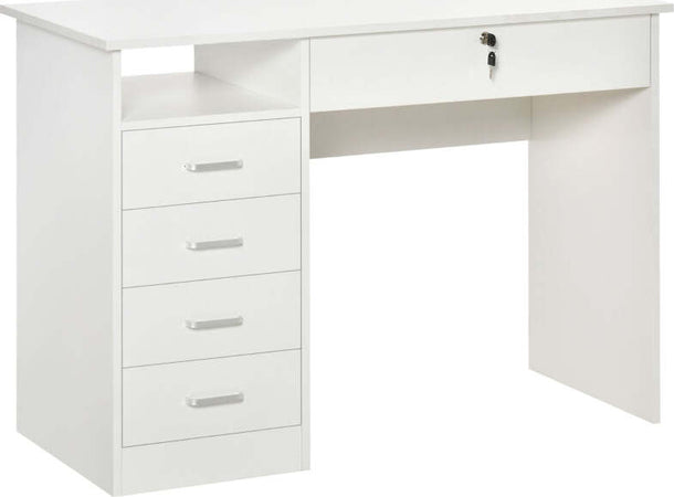 Scrivania-per-Camera-o-Ufficio-in-Legno-con-2-Cassetti-e-2-Chiavi,-110x50x76cm---Bianco-ZD8836-465WTZD8