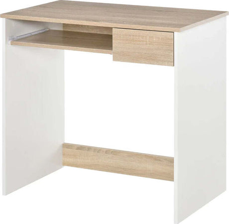 Scrivania-per-Camera,-Scrivania-PC-in-Legno,-Scrivania-per-Computer-con-Ripiano-Tastiera,-Bianca-e-Rovere-QI7836-410AKQI7