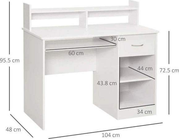 Scrivania-per-Computer-Compatta,-Scrivania-PC-Fisso-in-Legno-Bianco-con-Ripiano-Tastiera-Estraibile-e-Mensole-104x48x95.5cm-XN5836-262WTXN5
