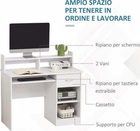 Scrivania-per-Computer-Compatta,-Scrivania-PC-Fisso-in-Legno-Bianco-con-Ripiano-Tastiera-Estraibile-e-Mensole-104x48x95.5cm-XN5836-262WTXN5