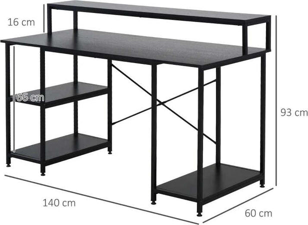Scrivania-per-Computer-con-Ripiani-per-Monitor-e-CPU,-Scrivania-da-Ufficio-per-Casa,-Studio-e-Lavoro,-Nera,-140-x-60-x-93cm-ZJ2836-202ZJ2