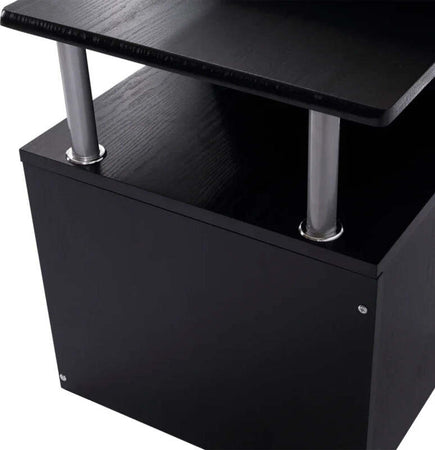 Scrivania-per-Computer-Moderna-con-Cassetti,-Ripiani-e-Tastiera-Estraibile,-Scrivania-da-Ufficio-per-Casa-in-Legno-Nero-152x60x88cm-ZB5920-013ZB5