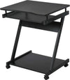 Scrivania-per-Computer-Porta-PC-Classico-e-Salvaspazio,-Scrivania-per-cameretta-con-Piano-Tastiera-a-Scomparsa,-4-Ruote-e-Ripiano-Inferiore-Nero-60x48x73cm-QS2836-293BKQS2