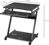 Scrivania-per-Computer-Porta-PC-Classico-e-Salvaspazio,-Scrivania-per-cameretta-con-Piano-Tastiera-a-Scomparsa,-4-Ruote-e-Ripiano-Inferiore-Nero-60x48x73cm-QS2836-293BKQS2