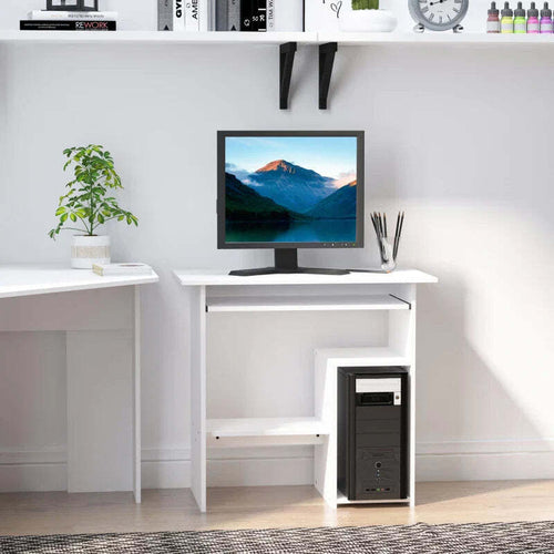 Scrivania-per-Computer-Porta-PC-Moderna-Salvaspazio,-Scrivania-da-Uffcio-con-Ripiano-per-CPU-e-Mensola-Tastiera-Estraibile-in-Legno,-80x45x75cm,-Bianco-QU6836-092WTQU6