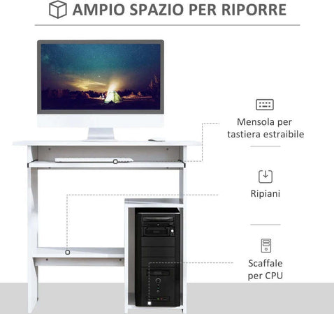 Scrivania-per-Computer-Porta-PC-Moderna-Salvaspazio,-Scrivania-da-Uffcio-con-Ripiano-per-CPU-e-Mensola-Tastiera-Estraibile-in-Legno,-80x45x75cm,-Bianco-QU6836-092WTQU6