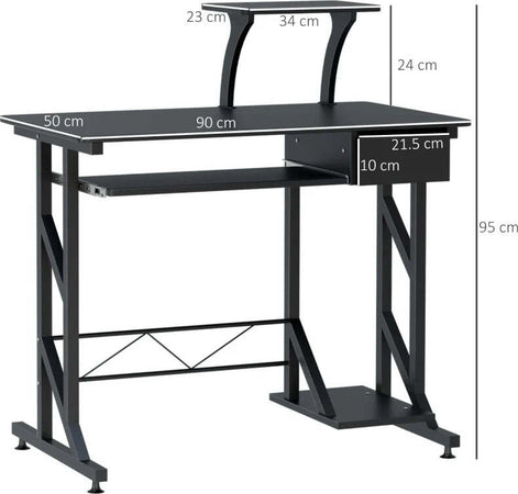 Scrivania-per-Computer-Salvaspazio-in-Acciaio-e-Legno,-Scrivania-da-Ufficio-con-Cassetto,-Ripiano-Tastiera-Estraibile-90-x-50-x-95cm-YG8920-018BKYG8