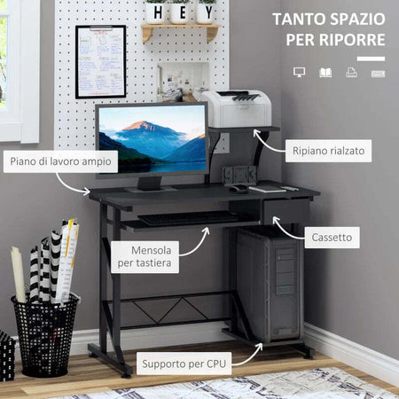 Scrivania-per-Computer-Salvaspazio-in-Acciaio-e-Legno,-Scrivania-da-Ufficio-con-Cassetto,-Ripiano-Tastiera-Estraibile-90-x-50-x-95cm-YG8920-018BKYG8
