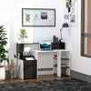 Scrivania-per-Ufficio-con-Ripiano-Stampante,-2-Cassetti-e-3-Mensole,-in-MDF-Bianco-e-Nero,-137-x-55-x-92cm-ZB4920-026ZB4