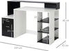 Scrivania-per-Ufficio-con-Ripiano-Stampante,-2-Cassetti-e-3-Mensole,-in-MDF-Bianco-e-Nero,-137-x-55-x-92cm-ZB4920-026ZB4