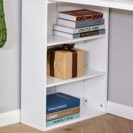 Scrivania-Pieghevole-con-Libreria-e-Lavagna-per-Camera-e-Ufficio,-Tavolo-da-Pranzo-a-Scomparsa-Salvaspazio,-Bianco,-98x51x153-cm-ZF1836-296WTZF1