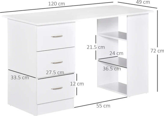 Scrivania-Porta-PC-con-3-Cassetti-e-3-Ripiani,-Scrivania-per-Camera-e-Ufficio-in-Legno-120x49x72cm-Bianco-ZS6836-068WTZS6