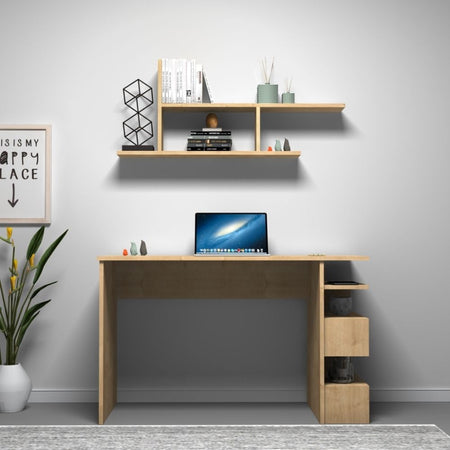Scrivania rovere Mikro 120x56x74H cm con mensola