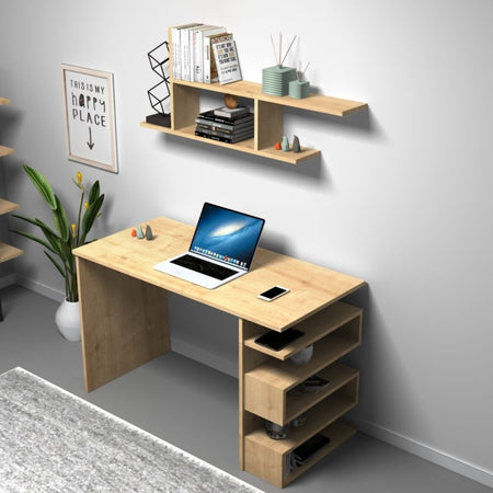 Scrivania rovere Mikro 120x56x74H cm con mensola