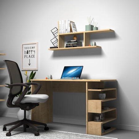 Scrivania rovere Mikro 120x56x74H cm con mensola