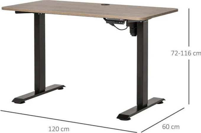 Scrivania-Sollevabile-a-4-Altezze-con-Design-Anticollisione,-Scrivania-Porta-PC-con-Regolazione-Elettrica,-Metallo-Nero-Legno-Teak-XC1920-072V90BKXC1