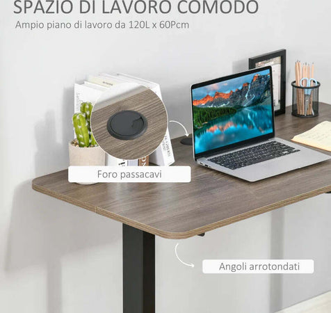 Scrivania-Sollevabile-a-4-Altezze-con-Design-Anticollisione,-Scrivania-Porta-PC-con-Regolazione-Elettrica,-Metallo-Nero-Legno-Teak-XC1920-072V90BKXC1