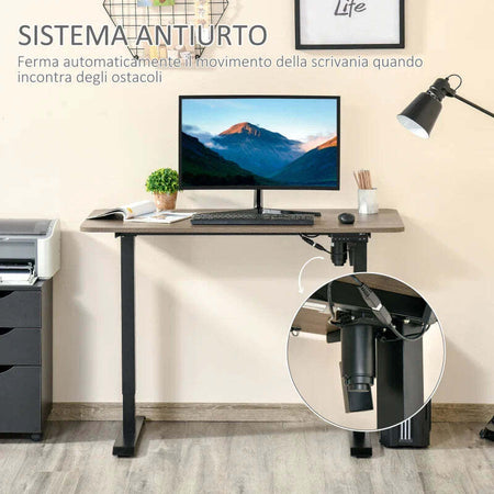 Scrivania-Sollevabile-a-4-Altezze-con-Design-Anticollisione,-Scrivania-Porta-PC-con-Regolazione-Elettrica,-Metallo-Nero-Legno-Teak-XC1920-072V90BKXC1